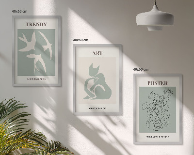 Set of 3 framed wall art pieces Matisse's stylish illustrations