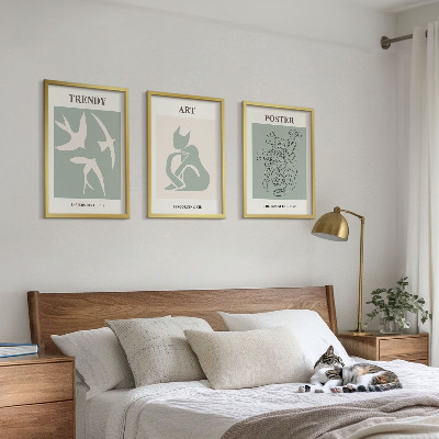 Set of 3 framed wall art pieces Matisse's stylish illustrations