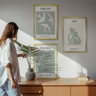 Set of 3 framed wall art pieces Matisse's stylish illustrations