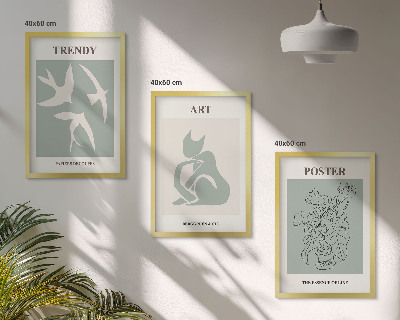 Set of 3 framed wall art pieces Matisse's stylish illustrations