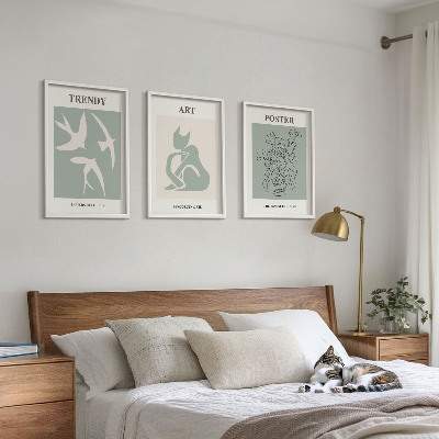 Set of 3 framed wall art pieces Matisse's stylish illustrations