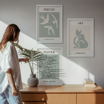 Set of 3 framed wall art pieces Matisse's stylish illustrations