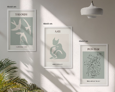 Set of 3 framed wall art pieces Matisse's stylish illustrations