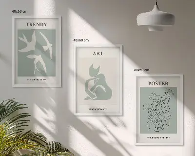 Set of 3 framed Matisse wall art prints stylish illustration collection