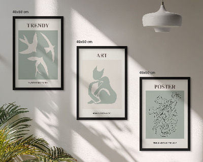 Set of 3 framed wall art pieces Matisse's stylish illustrations