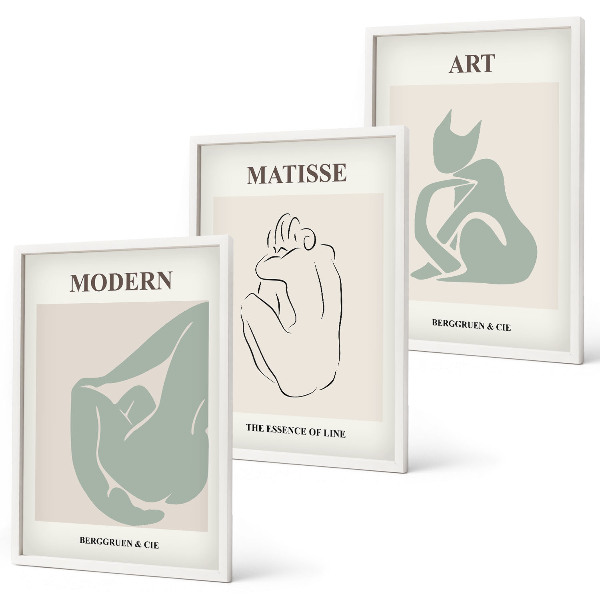 Three-piece wall art piece Abstract pastel figures