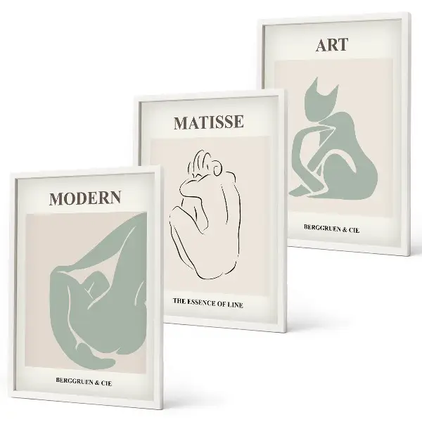 Abstract pastel figures wall art three-piece set