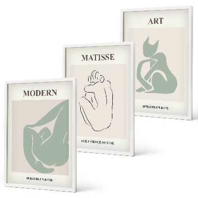 Three-piece wall art piece Abstract pastel figures