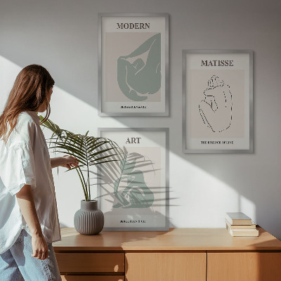 Three-piece wall art piece Abstract pastel figures