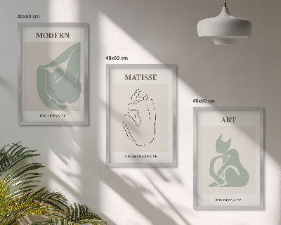 Three-piece wall art piece Abstract pastel figures