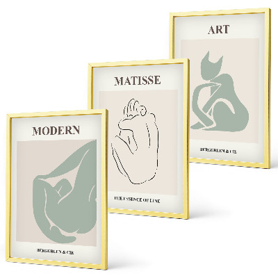 Three-piece wall art piece Abstract pastel figures