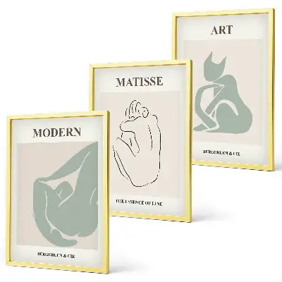 Abstract pastel figures wall art three-piece set