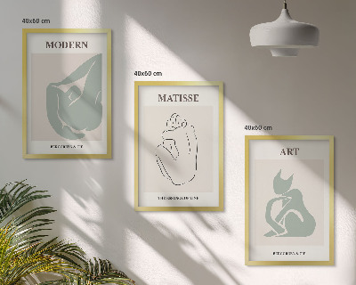 Three-piece wall art piece Abstract pastel figures