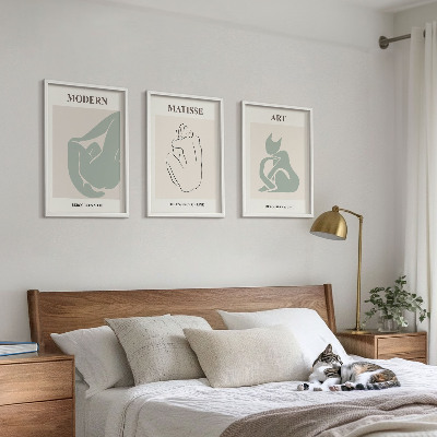 Three-piece wall art piece Abstract pastel figures