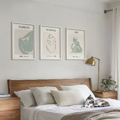 Abstract pastel figures wall art three-piece set