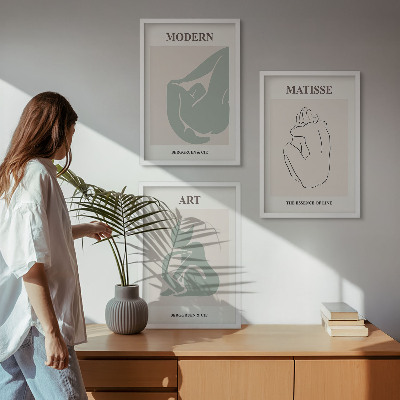 Three-piece wall art piece Abstract pastel figures