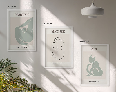Three-piece wall art piece Abstract pastel figures