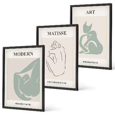 Three-piece wall art piece Abstract pastel figures