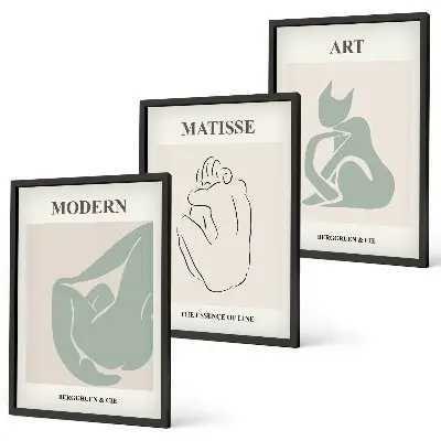 Abstract pastel figures wall art three-piece set