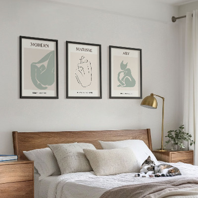 Three-piece wall art piece Abstract pastel figures