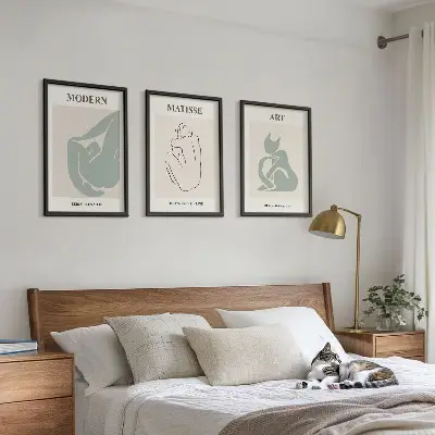 Abstract pastel figures wall art three-piece set