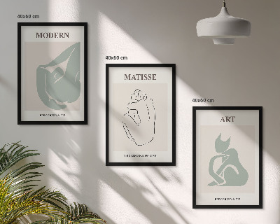 Three-piece wall art piece Abstract pastel figures