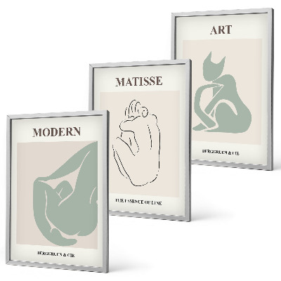 Three-piece wall art piece Abstract pastel figures