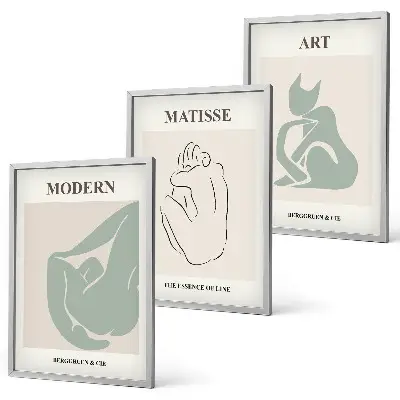Abstract pastel figures wall art three-piece set