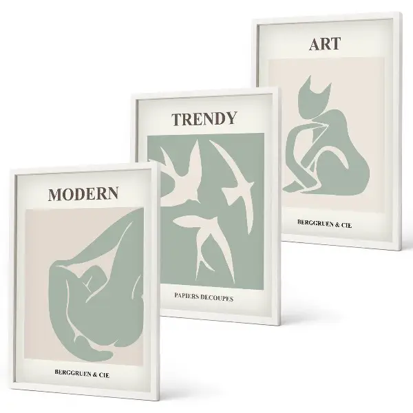 Matisse abstract figures wall art set of 3 framed pieces