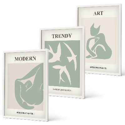 Set of 3 framed wall art pieces Matisse abstract figures