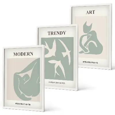 Matisse abstract figures wall art set of 3 framed pieces