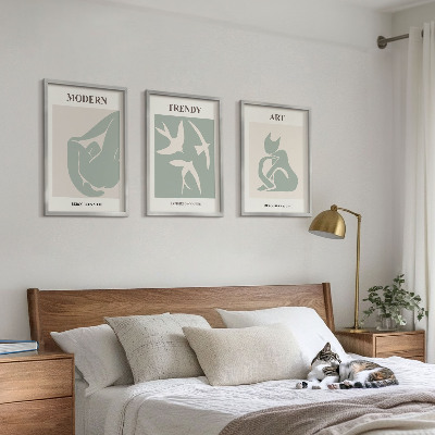 Set of 3 framed wall art pieces Matisse abstract figures