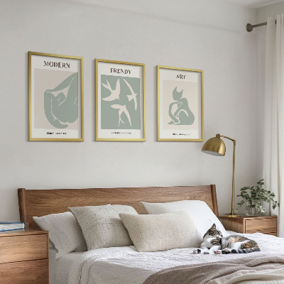 Set of 3 framed wall art pieces Matisse abstract figures