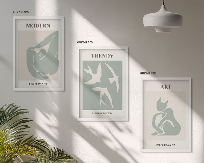 Set of 3 framed wall art pieces Matisse abstract figures