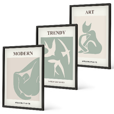 Set of 3 framed wall art pieces Matisse abstract figures