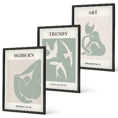 Matisse abstract figures wall art set of 3 framed pieces