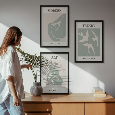 Set of 3 framed wall art pieces Matisse abstract figures