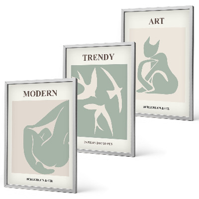 Set of 3 framed wall art pieces Matisse abstract figures