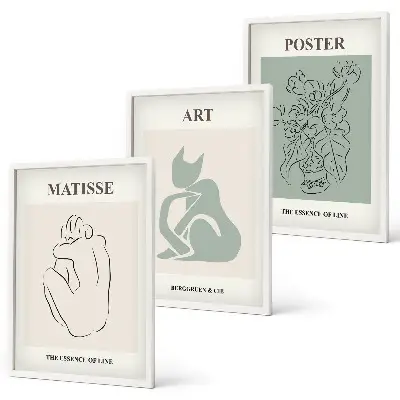 Wall art set Matisse green and beige posters