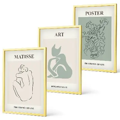 Wall art set Matisse green and beige posters