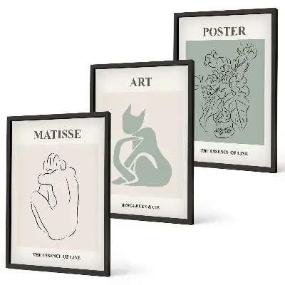 Wall art set Matisse green and beige posters