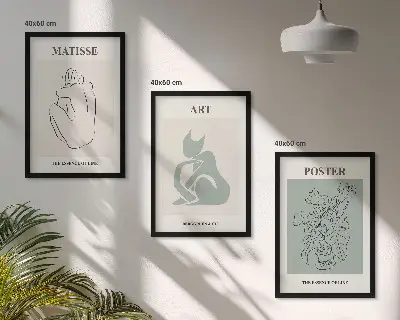 Wall art set Matisse green and beige posters