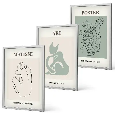 Wall art set Matisse green and beige posters