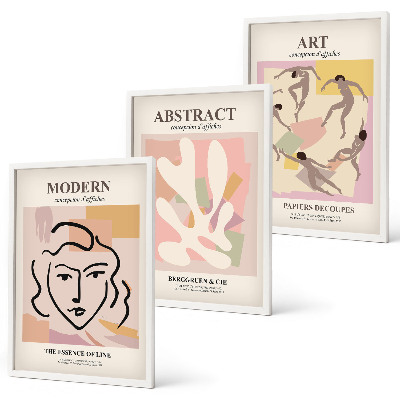 Three-piece wall art piece Stylish portraits in pastels