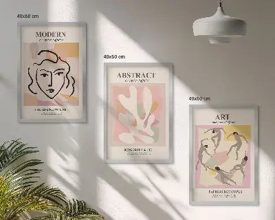 Three-piece wall art set stylish pastel portrait prints