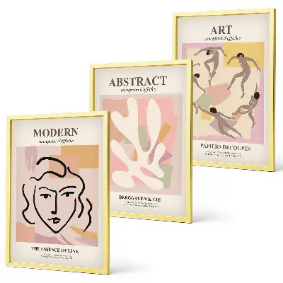 Three-piece wall art set stylish pastel portrait prints