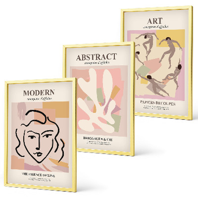 Three-piece wall art piece Stylish portraits in pastels