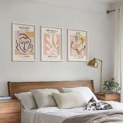 Three-piece wall art set stylish pastel portrait prints