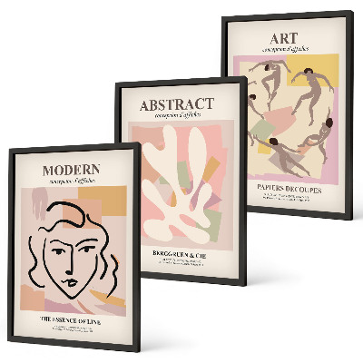 Three-piece wall art piece Stylish portraits in pastels