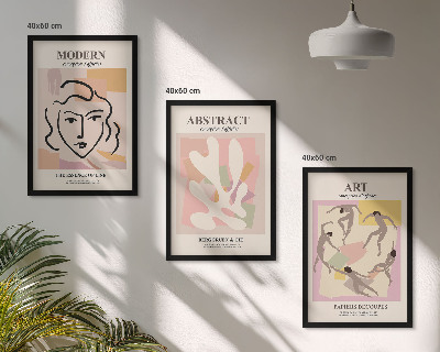 Three-piece wall art piece Stylish portraits in pastels